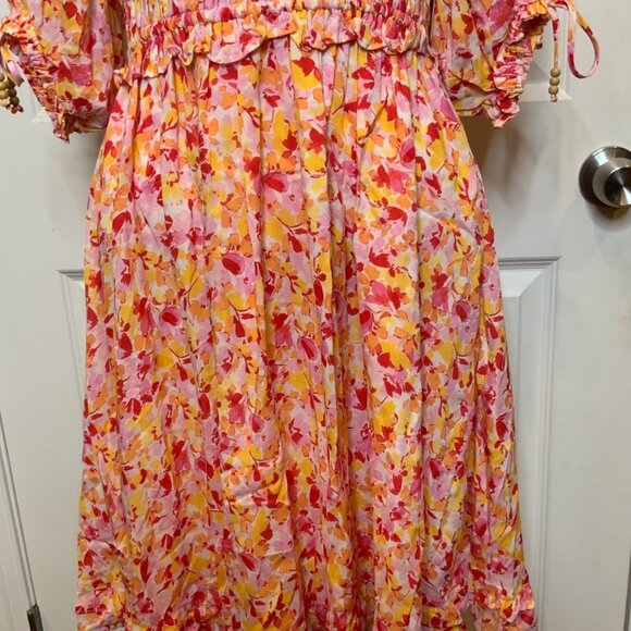 Hale Bob Pink, Orange & Yellow Floral Fit & Flare Dress, NWT! Size XS - Picture 3 of 10